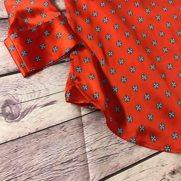 L'AGENCE Royal Red Maestro Jil Silk Charmeuse Button Blouse 3/4 Sleeve Size SP - Picture 9 of 13